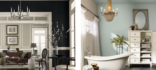 Create harmonious color flow from room to room. Give your bath a sophisticated yet relaxing feel.