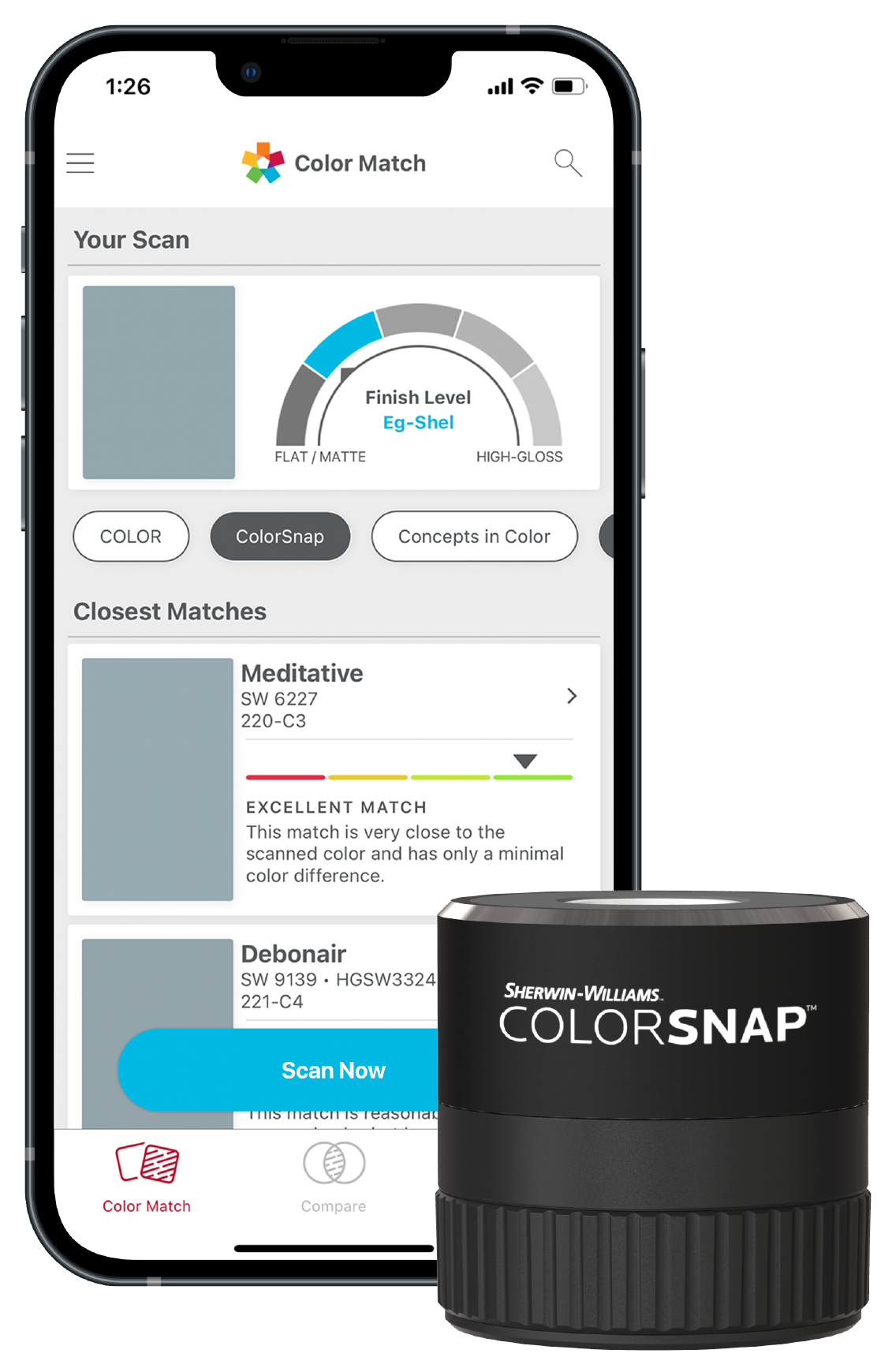 Paint Color Match System  Sherwin-Williams ColorSnap<sup><small