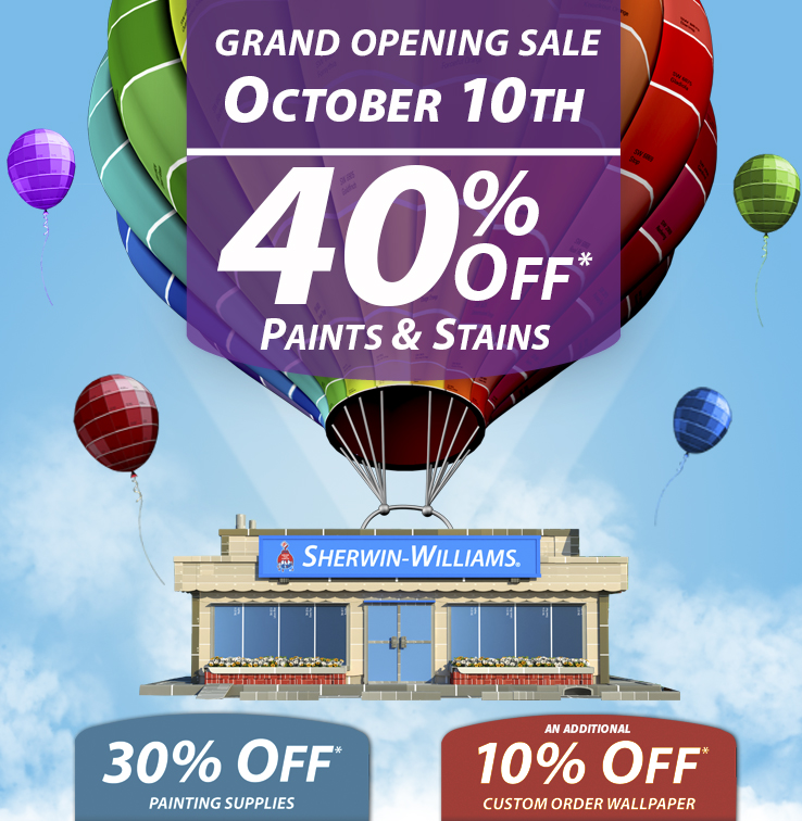 SherwinWilliams Grand Opening Sale October 10th